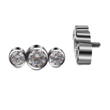 ASTM F136 Titanium Bezel Set Cubic Zircon Dermal Anchor Labret Top Piercing Jewelry